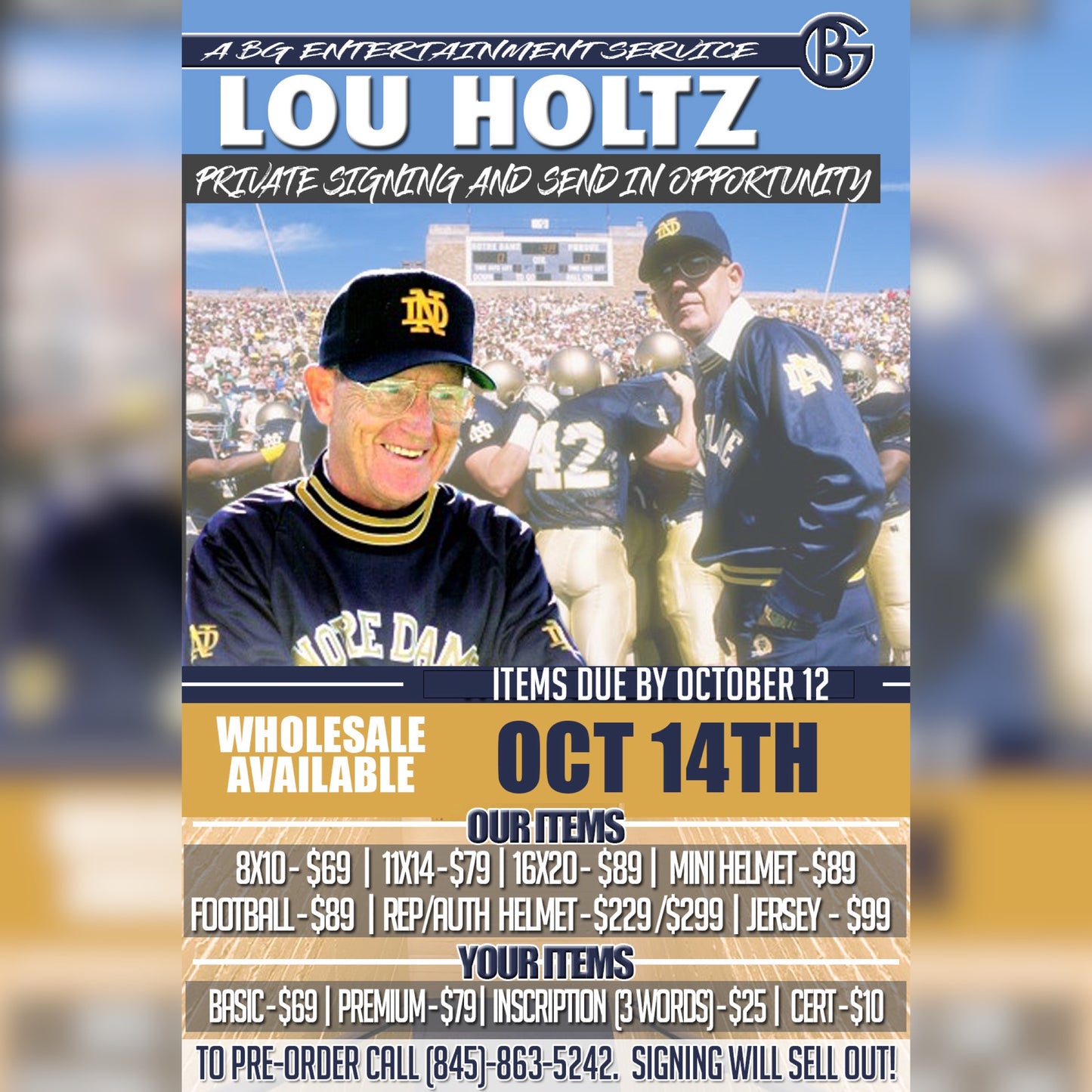 Lou Holtz Private Autograph Signing - October 14th