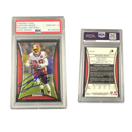 2008 Santana Moss Bowman Chrome #BC205 PSA GEM MT 10 Auto