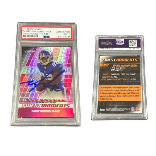 2008 Mario Manningham Autographed Topps Finest Moments Refractor #FM-MM PSA Auto Authentic