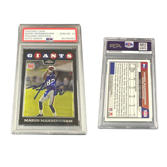 2008 Mario Manningham Autographed Topps Chrome Rookie #TC201 PSA Auto GEM MT 10