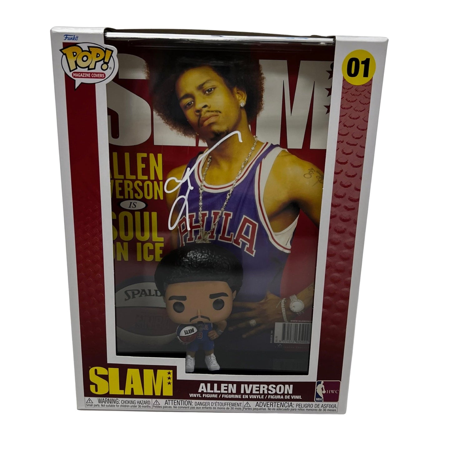 Allen Iverson Autographed Philadelphia 76’ers SLAM Magazine Funko Pop White Ink PSA