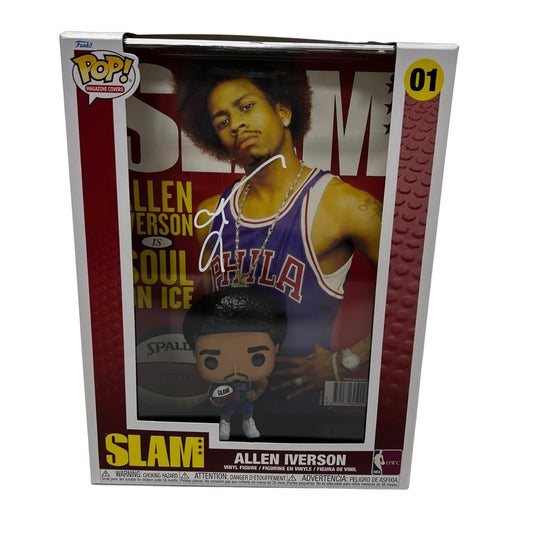 Allen Iverson Autographed Philadelphia 76’ers SLAM Magazine Funko Pop White Ink PSA