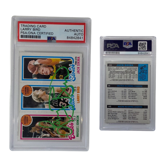1980-1981 Larry Bird Topps Scoring Leader Green Ink Autographed PSA Auto Authentic