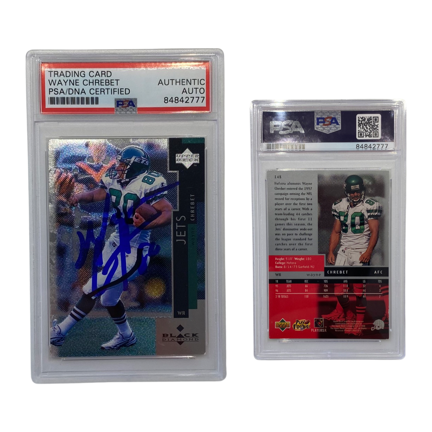 1998 Wayne Chrebet Upper Deck Black Diamond #148 Autographed PSA Auto Authentic