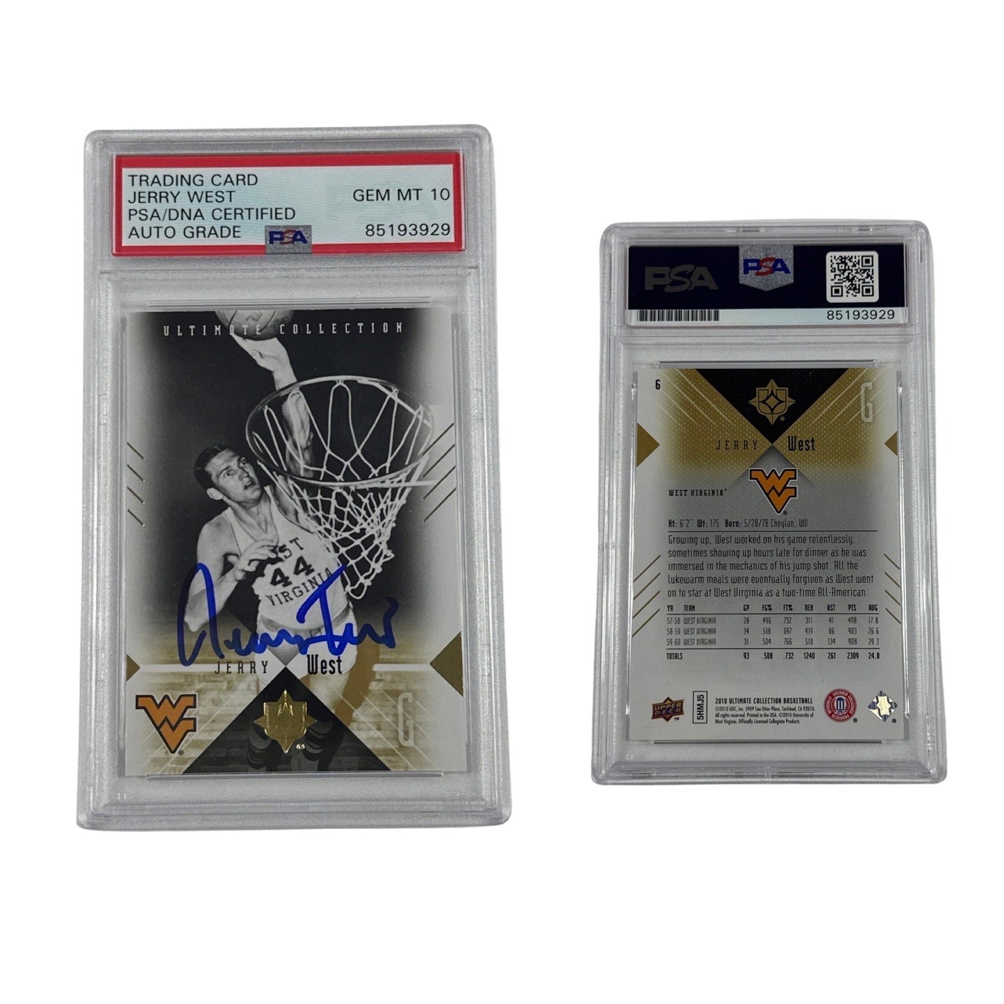 2010 Jerry West Autographed Upper Deck Ultimate Collection #6 PSA Auto GEM MT 10