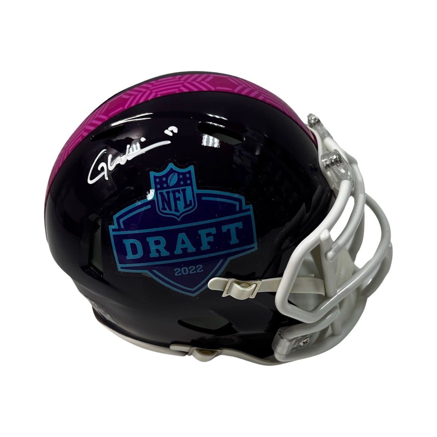 Garrett Wilson Autographed New York Jets 2022 NFL Draft Mini Helmet Fanatics