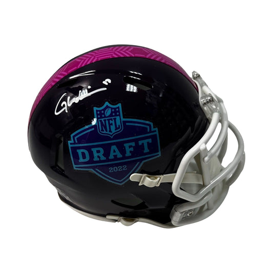 Garrett Wilson Autographed New York Jets 2022 NFL Draft Mini Helmet Fanatics