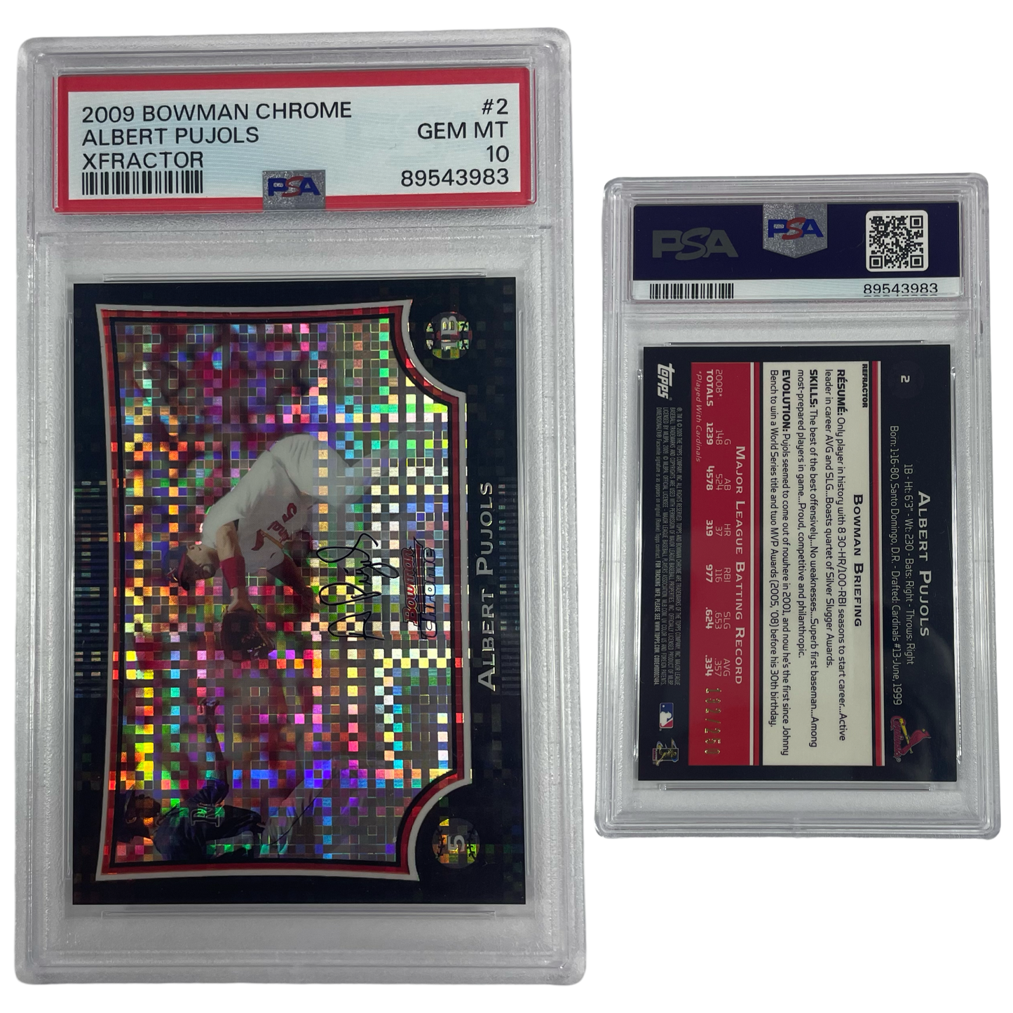 2009 Albert Pujols Bowman Chrome XFractor /250 #2 PSA GEM MT 10