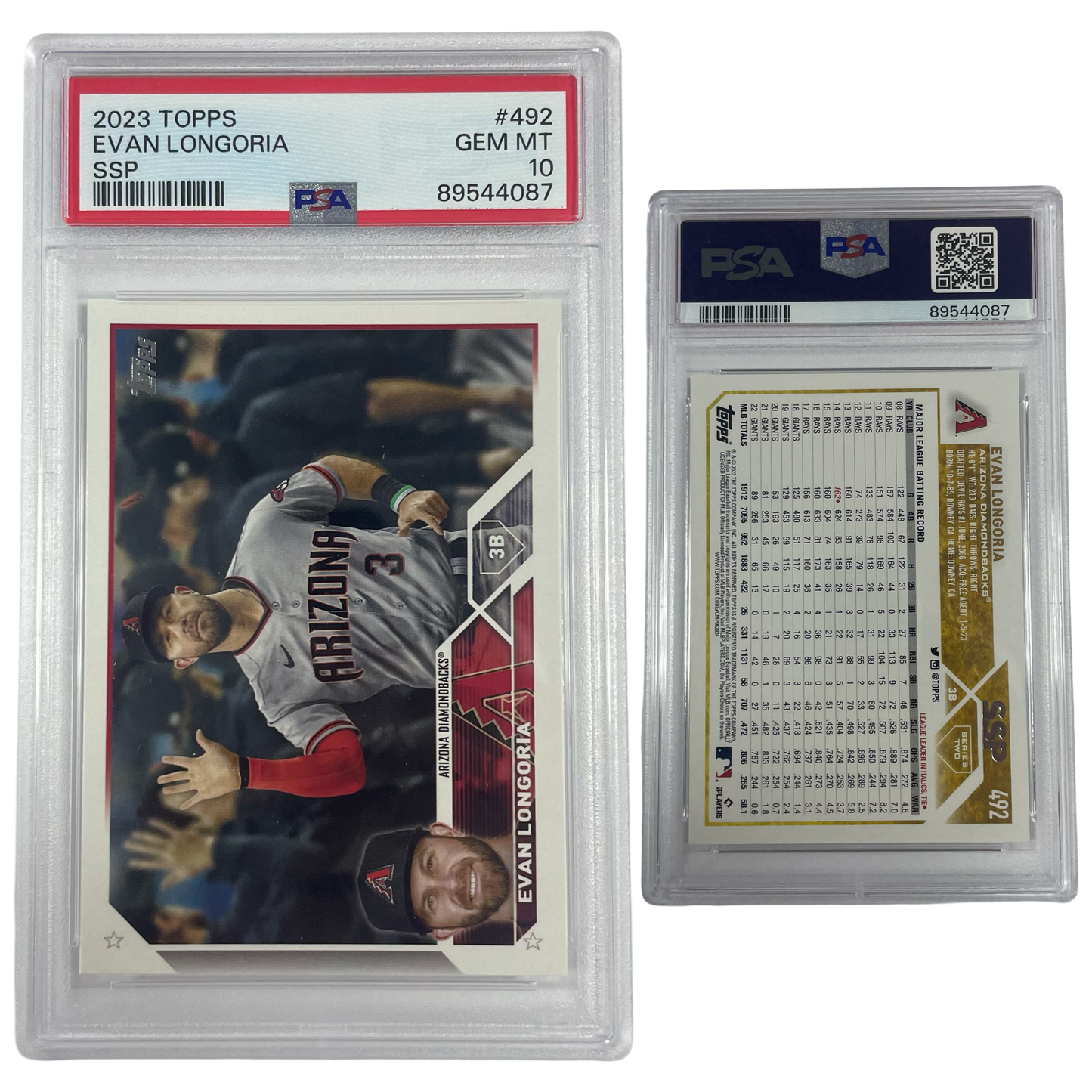 2023 Evan Longoria Topps SSP Super Short Print #492 PSA GEM MT 10