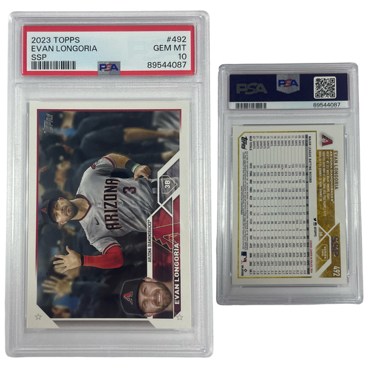 2023 Evan Longoria Topps SSP Super Short Print #492 PSA GEM MT 10