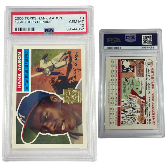 2000 Hank Aaron Topps 1956 Reprint #3 PSA GEM MT 10