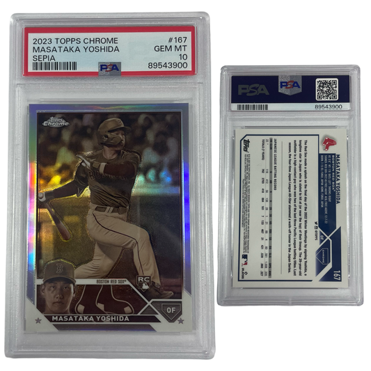 2023 Masataka Yoshida Topps Chrome Sepia Refractor Rookie #167 PSA GEM MT 10