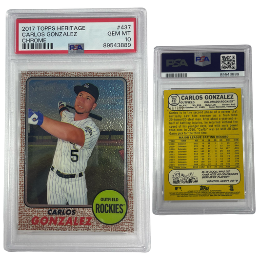 2017 Carlos Gonzalez Topps Heritage Chrome Refractor /999 #437 PSA GEM MT 10