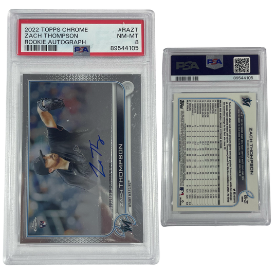 2022 Zach Thompson Autographed Topps Chrome Rookie #RAZT PSA NM MT 8