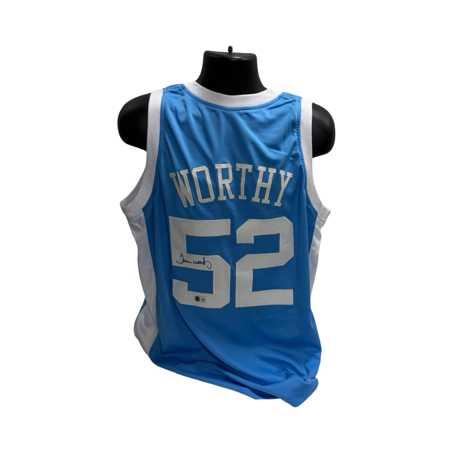 James Worthy Autographed North Carolina Light Blue and White Jersey BAS