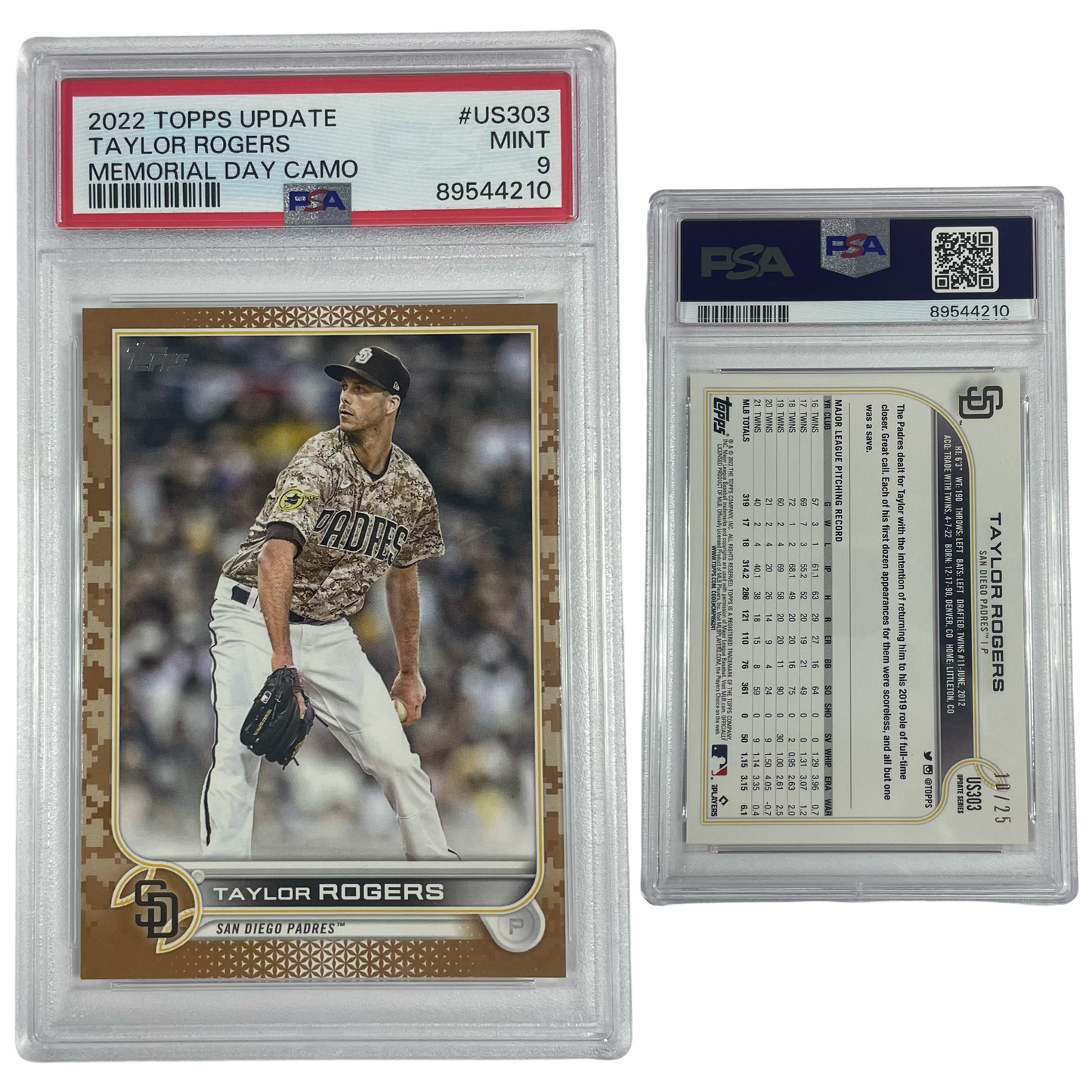 2022 Taylor Rogers Topps Update Memorial Day Camo Refractor /25 #US33 PSA MINT 9