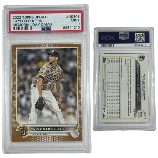 2022 Taylor Rogers Topps Update Memorial Day Camo Refractor /25 #US33 PSA MINT 9