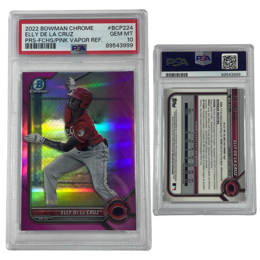 2022 Elly De La Cruz Bowman Chrome Prospects Fuchsia Pink Vapor Refractor /199 #BCP224 PSA GEM MT 10