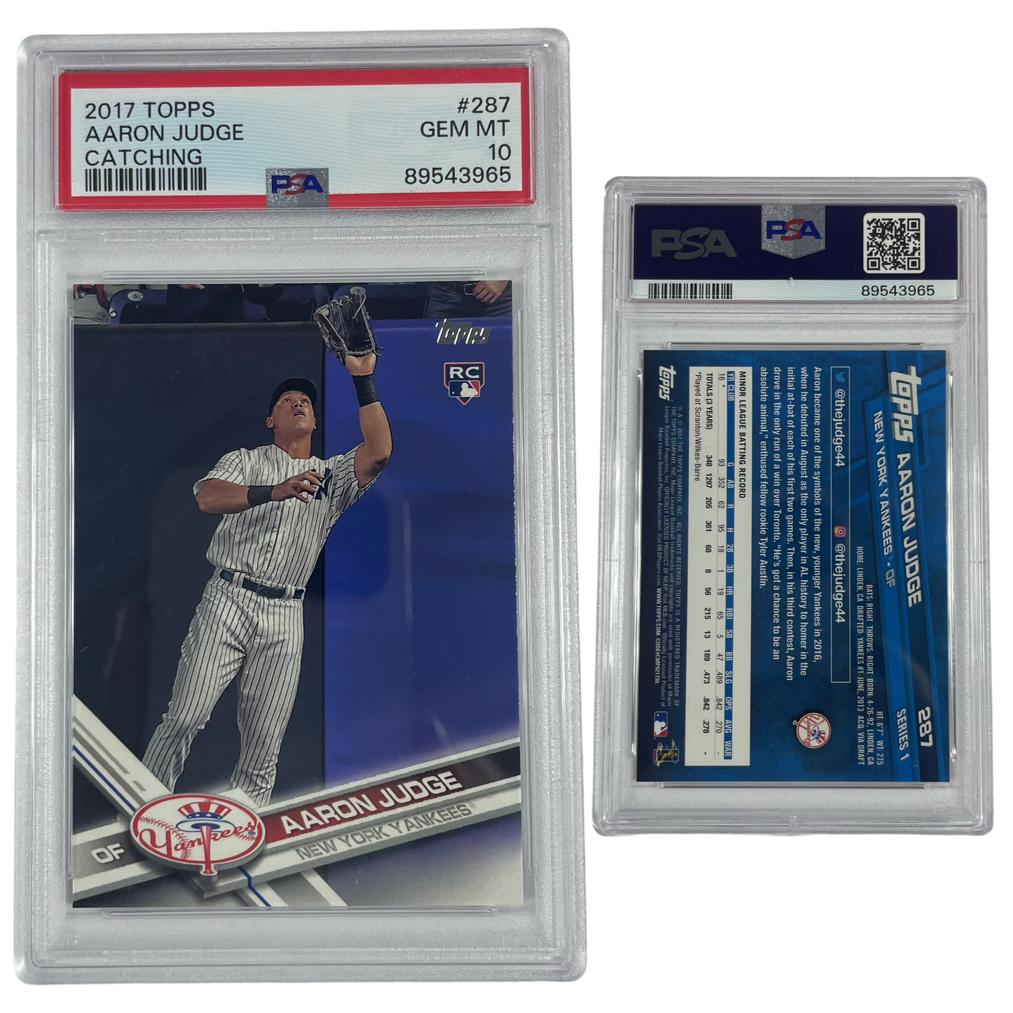 2017 Aaron Judge Topps Rookie Catching #287 PSA GEM MT 10