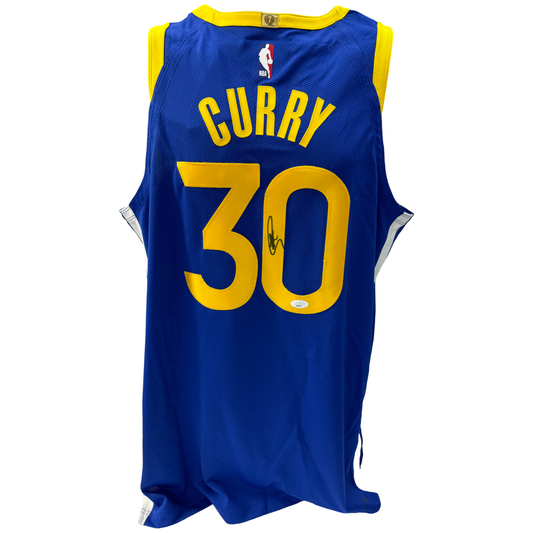 Steph Curry Autographed Golden State Warriors Blue Nike Authentic Jersey JSA