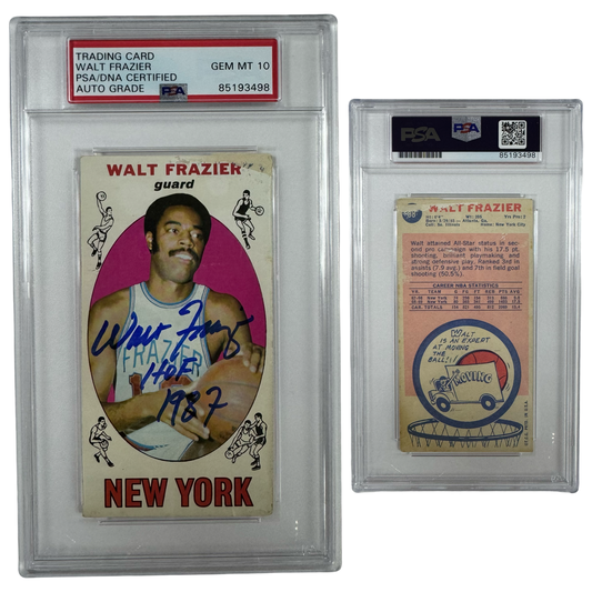 1969-70 Walt “Clyde” Frazier Autographed Topps #98 “HOF 1987” Inscription PSA Auto GEM MT 10