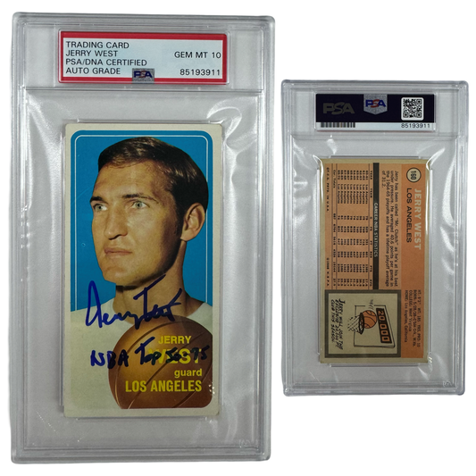 1970-71 Jerry West Autographed Topps #160 “NBA Top 50-75” Inscription PSA GEM MT 10