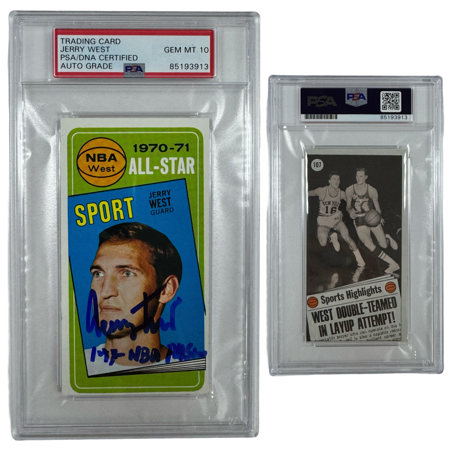 1970-71 Jerry West Autographed Topps NBA West All-Star “14x NBA All Star” Inscription #107 PSA GEM MT 10