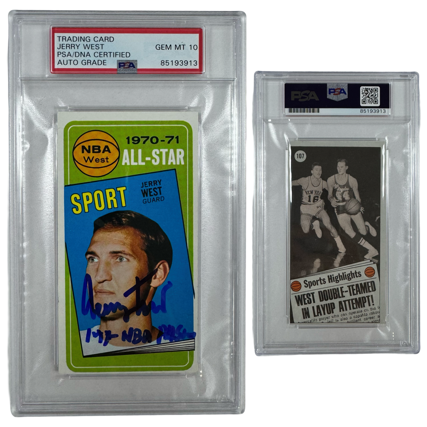 1970-71 Jerry West Autographed Topps NBA West All-Star 14x NBA All Star Inscription #107 PSA GEM MT 10