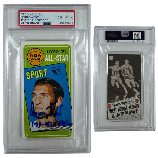 1970-71 Jerry West Autographed Topps NBA West All-Star 14x NBA All Star Inscription #107 PSA GEM MT 10