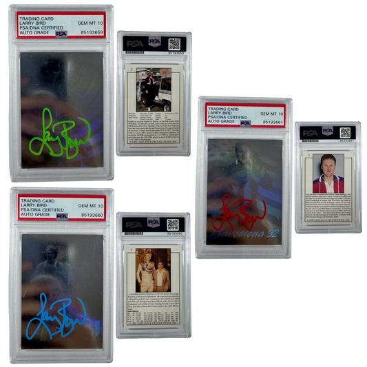 1992 Larry Bird Autographed Lime Rock Productions Card Set #1 #2 #3 Boston Celtics, Dream Team, Indiana State PSA Auto GEM MT 10