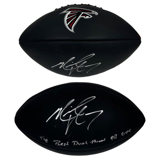 Michael Vick Autographed Atlanta Falcons Black Logo Football “The Best Dual Threat QB Ever" Inscription JSA