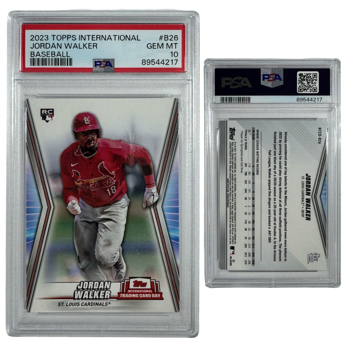 2023 Jordan Walker Topps International Baseball Rookie #B26 PSA GEM MT 10