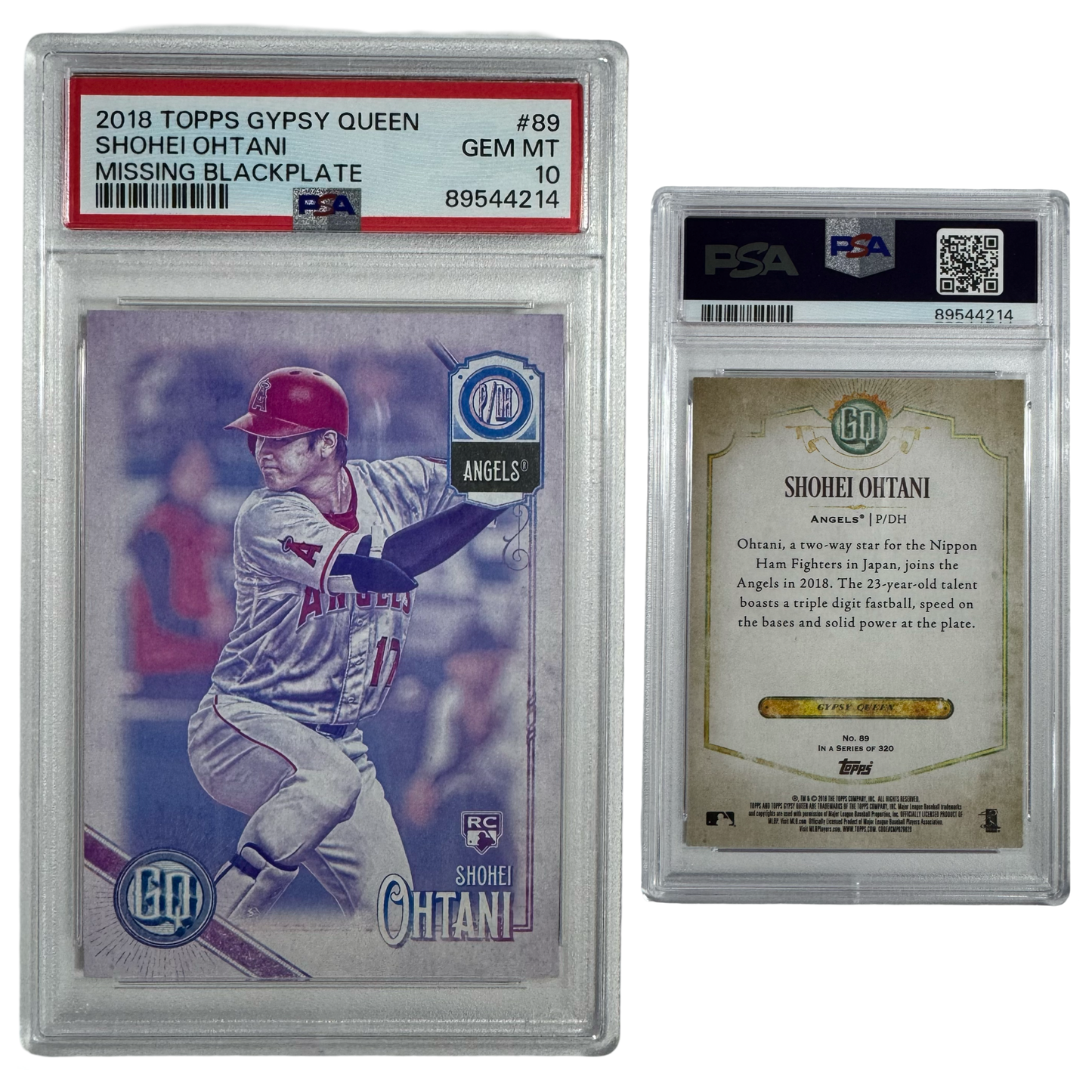 2018 Shohei Ohtani Topps Gypsy Queen Missing Blackplate Rookie #89 PSA GEM MT 10