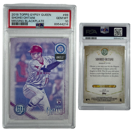 2018 Shohei Ohtani Topps Gypsy Queen Missing Blackplate Rookie #89 PSA GEM MT 10