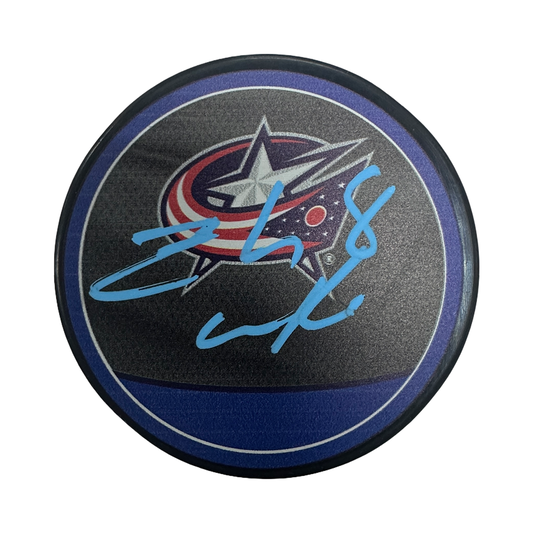 Zach Werenski Autographed Columbus Blue Jackets Logo Puck JSA