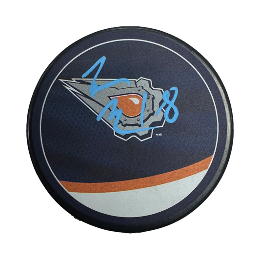 Zach Hyman Autographed Edmonton Oilers Logo Puck JSA