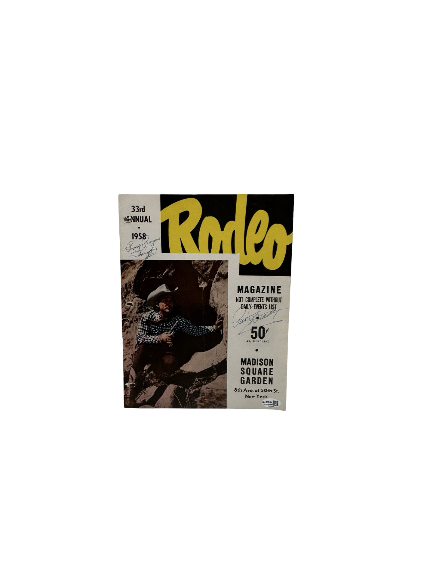 Roy Rodgers & Pat Brady Autographed Rodeo 8x10 Magazine JSA