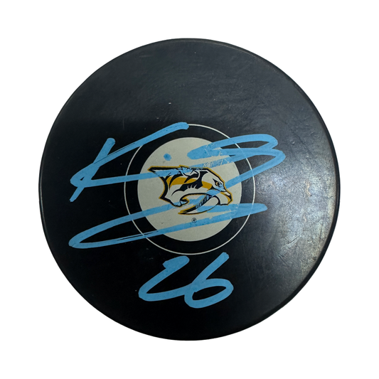Kieffer Bellow Autographed Nashville Predators Logo Puck JSA