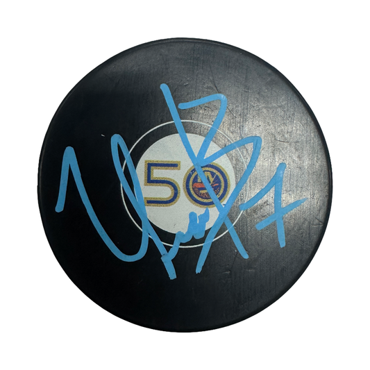 Maxim Tsyplakov Autographed New York Islanders 50th Anniversary Logo Puck JSA