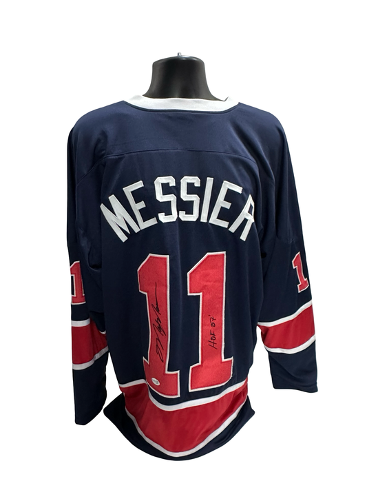 Mark Messier Autographed New York Rangers Navy Jersey JSA