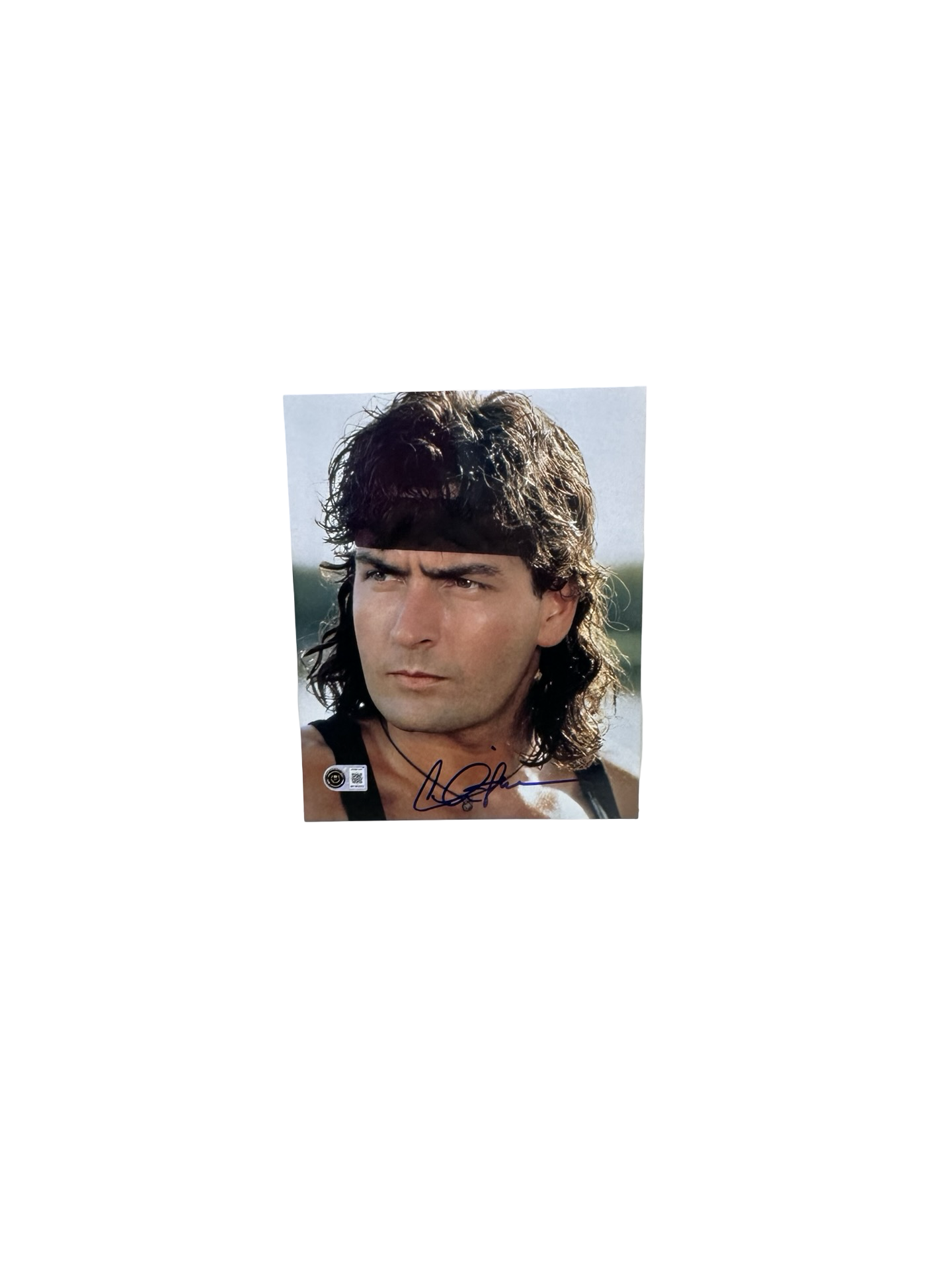 Charlie Sheen Autographed Hot Shots Movie Solo 8x10 Beckett BAS