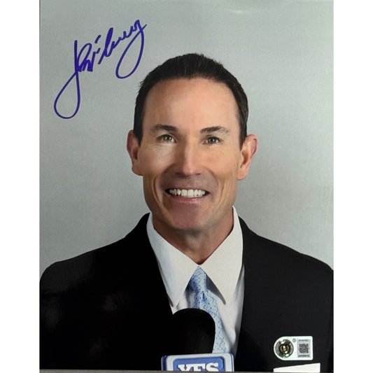 John Flaherty Autographed New York Yankees 8x10 Announcing Beckett BAS