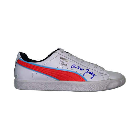 Walt Clyde Frazier Autographed New York Knicks White & Orange Puma Clyde Sneaker JSA