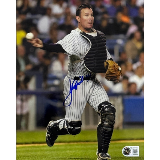 John Flaherty Autographed New York Yankees 8x10 Throwing Beckett BAS