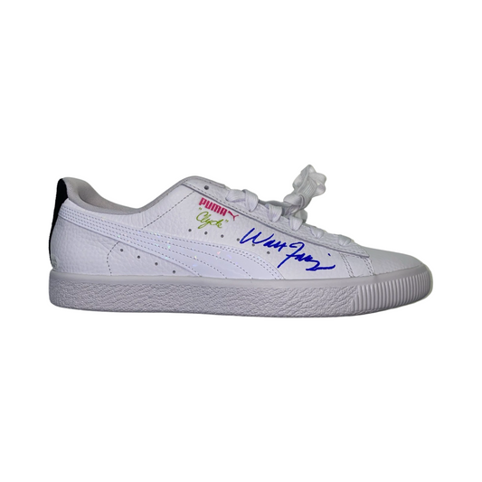 Walt Clyde Frazier Autographed New York Knicks White Puma Clyde Sneaker JSA