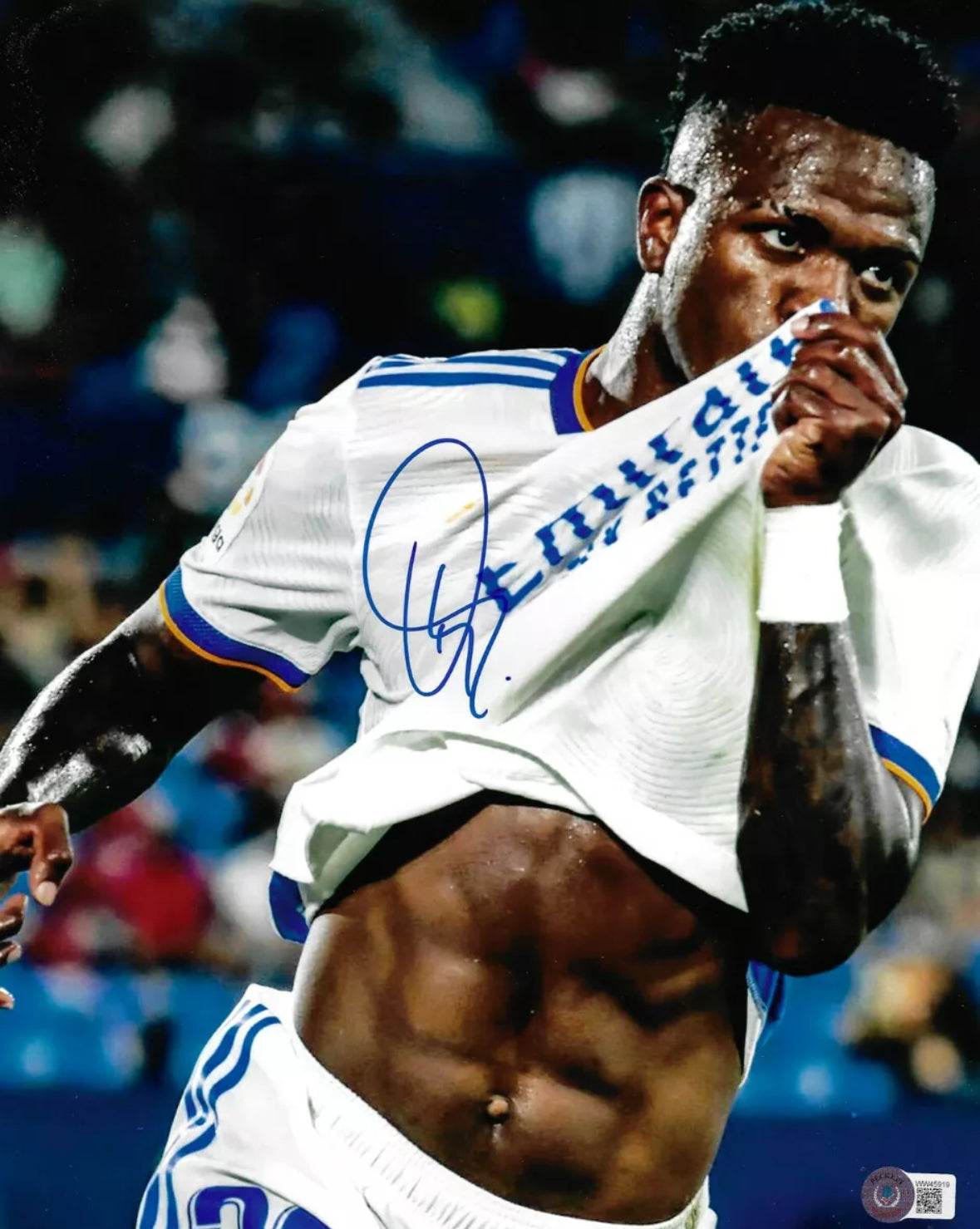 Vinicius Jr. Autographed 11x14 White Jersey Beckett - Unframed