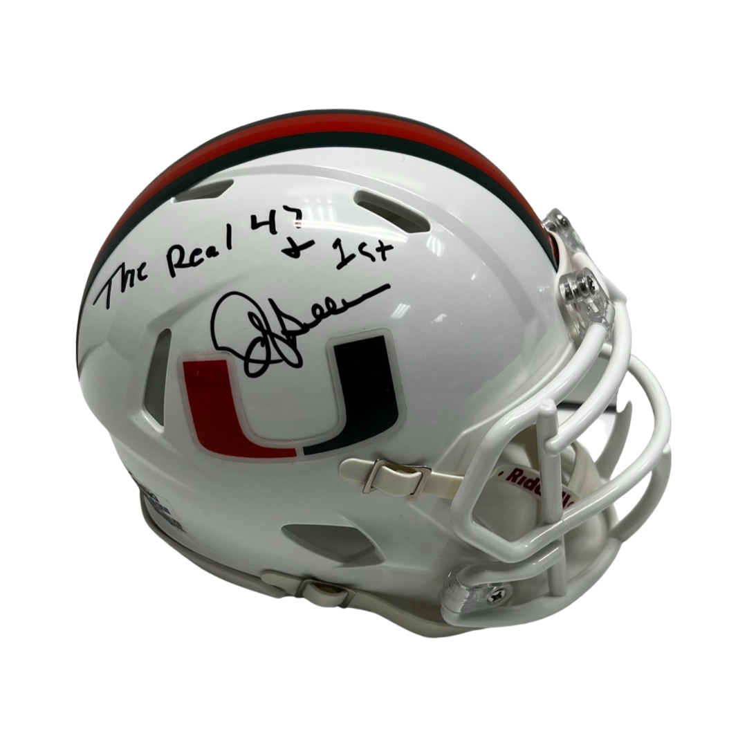 OJ Anderson Autographed Miami Hurricanes Mini Helmet "The Real 47 + 1st" Inscription Steiner CX