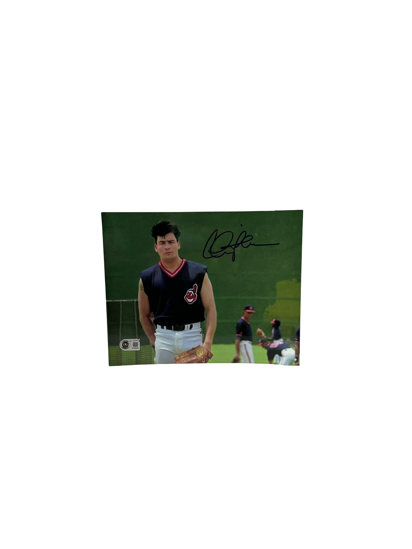 Charlie Sheen Major League Movie Navy Cutoff Photo 8x10 BAS