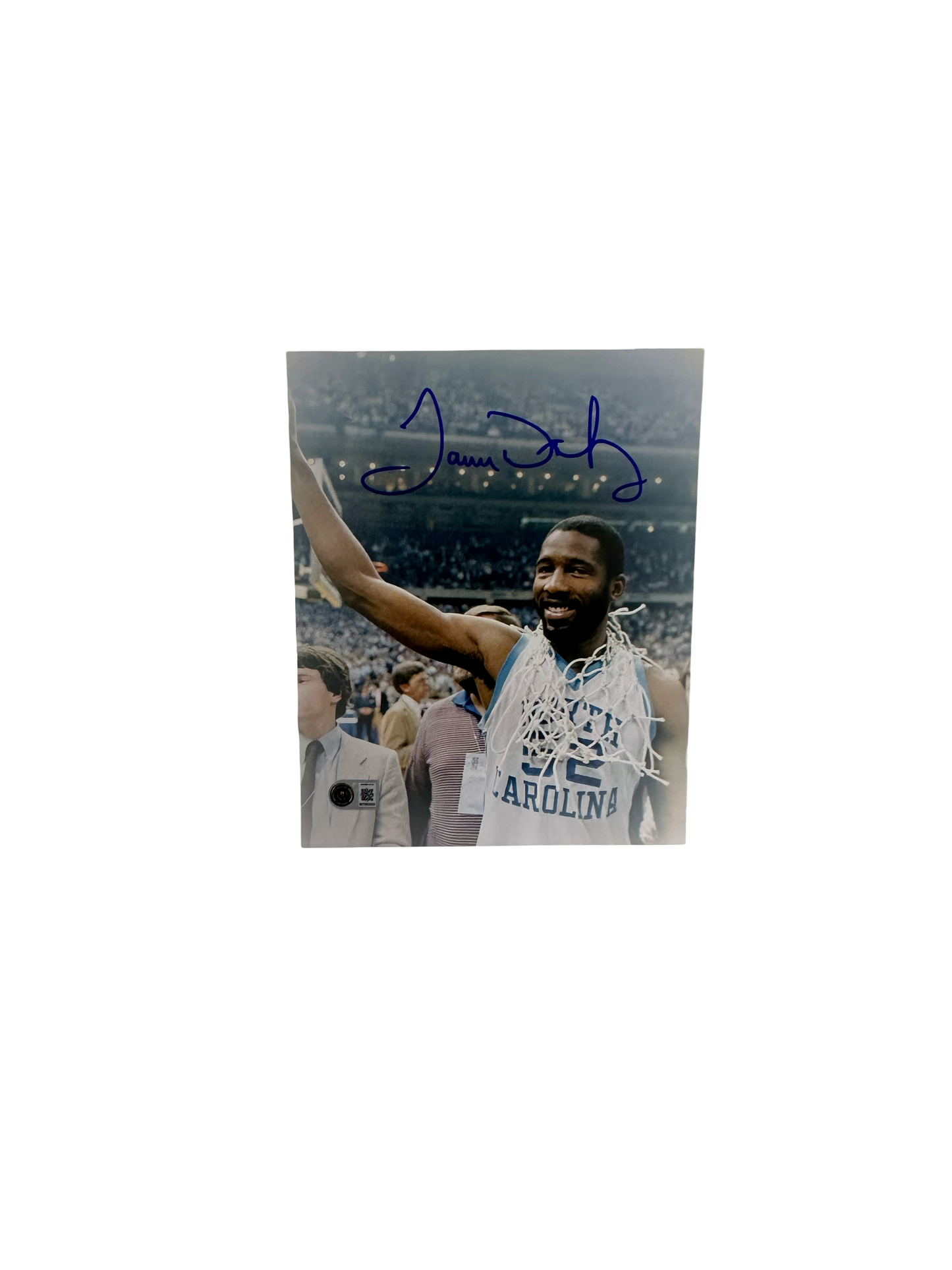 James Worthy 8X10 UNC Net Around Neck Beckett BAS