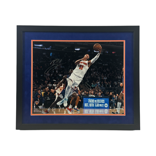 Jalen Brunson Autographed New York Knicks Layup 16x20 Fanatics - Framed